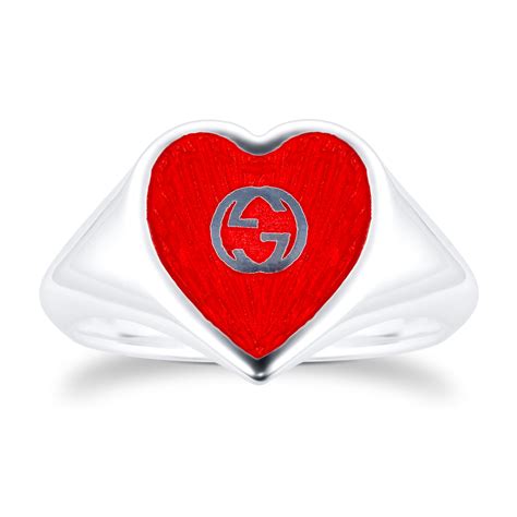 gucci heart silver ring|Gucci interlocking ring silver.